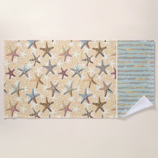 Serviette De Plage Starfish dans le sable rayé Beach Towel (Devant)