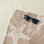 Serviette De Plage Starfish Motif Sand Beige (En situation)