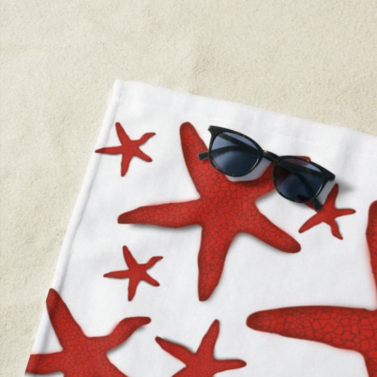 Serviette De Plage Starfish rouge (En situation)
