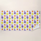 Serviette De Plage Starfish Sea Shells Beach Ocean Vacances Jaune (Devant)