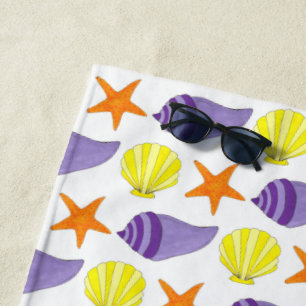 Serviette De Plage Starfish Sea Shells Beach Ocean Vacances Jaune