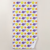 Serviette De Plage Starfish Sea Shells Beach Ocean Vacances Jaune (Devant)