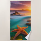 Serviette De Plage Starfish sur la plage à Dawn (Devant)