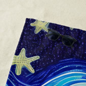 Serviette De Plage Starry Night Blue Ocean Wave (En situation)