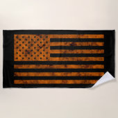 Serviette De Plage Stars et rayures US Drapeau Design en orange sur u (Devant)