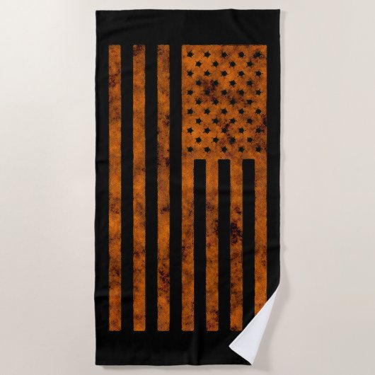 Serviette De Plage Stars et rayures US Drapeau Design en orange sur u (Devant)