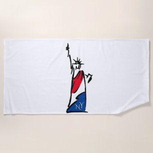 Serviette De Plage Statue de la Liberté / Rayures de Lady Liberty