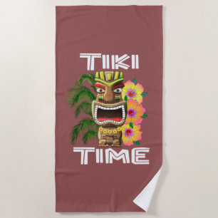 Serviette De Plage Statue de Tiki sur les îles Hawaiiennes