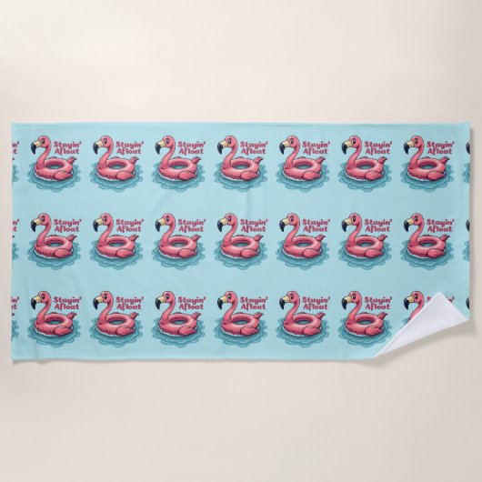 Serviette De Plage Stayin’ En Mer Funny Flamant rose Pool Flottant Re (Devant)