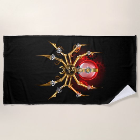 Serviette De Plage Steampunk spider on black (Devant)