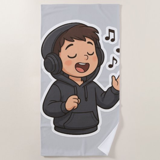 Serviette De Plage Sticker chanteur de Sweat - shirt à capuche cool � (Devant)