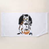 Serviette De Plage Sticker pour chat noir Halloween1 (Devant)