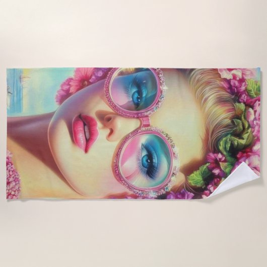 Serviette De Plage Sticker Queen Glamor Tropical (Devant)