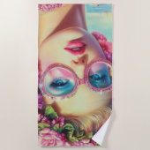 Serviette De Plage Sticker Queen Glamor Tropical (Devant)