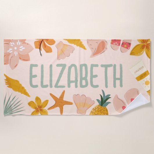 Serviette De Plage Sticker tendance de plage pour filles personnalisé (Devant)