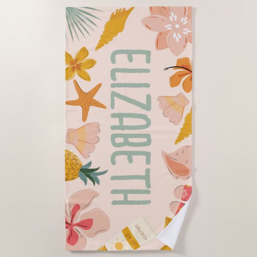 Serviette De Plage Sticker tendance de plage pour filles personnalisé (Devant)