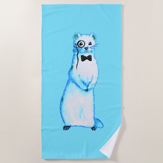 Serviette De Plage Stoat blanc Ermine Cute Mustelid Ferret Art (Devant)