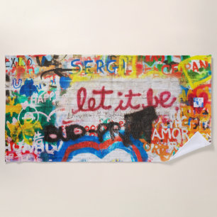 Serviette De Plage Streetart Graffiti Amour Maison Cœur Coloré Funky