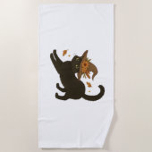 Serviette De Plage Stretting Chat Noir - Witchy Automne Classique T-S (Devant)