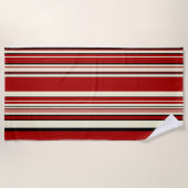 Serviette De Plage Stripes complexes - Rouge & Crème (Devant)