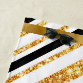 Serviette De Plage Stripes Gold Parties scintillant Black Boho Popula (En situation)