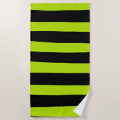 Serviette De Plage Stripes inégales - Lime vert et noir (Devant)
