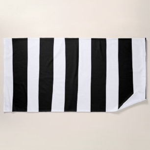 Serviette De Plage Stripes inégales - Noir et blanc