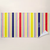 Serviette De Plage Stripes Monogramme Prénom Vacances d'été (Devant)