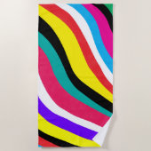 Serviette De Plage Stripes multicouleurs psychédéliques à ondes (Devant)