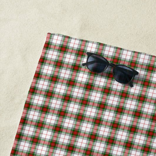 Serviette De Plage Stuart / Stewart tartan blanc rouge vert plaid (En situation)