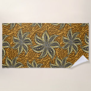 Serviette De Plage Style Batik Floral Abstrait africain