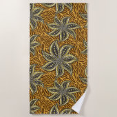 Serviette De Plage Style Batik Floral Abstrait africain (Devant)