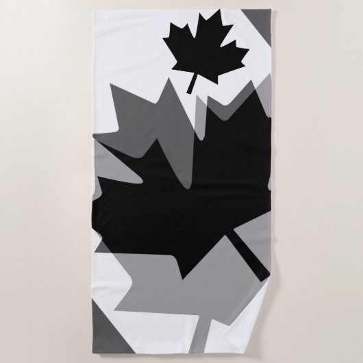Serviette De Plage Style canadien Feuille d'érable noire stratifiée C (Devant)