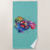 Serviette De Plage Style d'aquarelle de poulet du coq du pays (Devant)