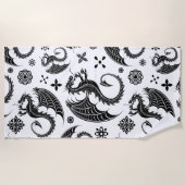 Serviette De Plage Style de tatouage en forme de dragon noir (Devant)
