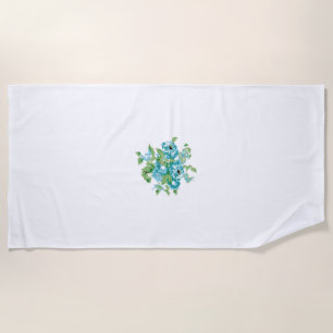 Serviette De Plage Style Décoratif, Crème Menthe, Bleu Fontaine, Turq