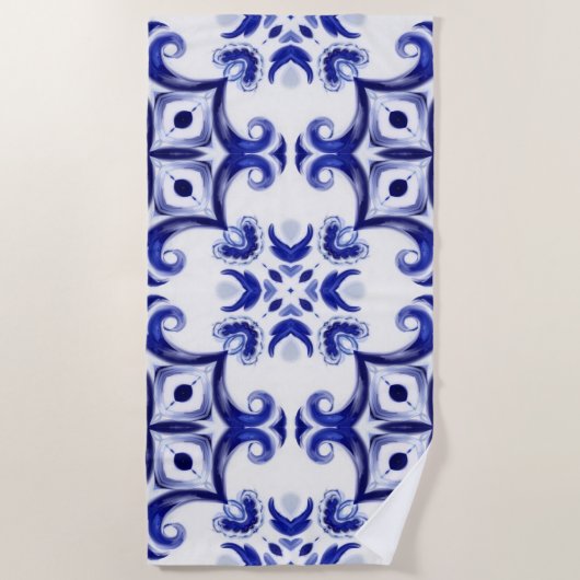 Serviette De Plage style italien, majolica, carreaux, (Devant)