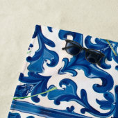 Serviette De Plage style italien, méditerranéen, mosaïque, bleu, citr (En situation)