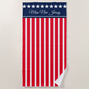 Serviette de plage style Miss America Patriotic Pa