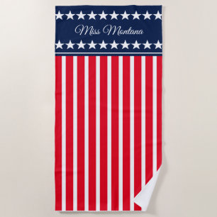 Serviette de plage style Miss USA Patriotic Pagean