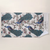 Serviette De Plage Stylé Peacock et Flower Bridesmaid (Devant)