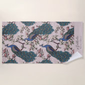 Serviette De Plage Style Peacock et Flower Bridesmaid Blush rose (Devant)