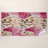 Serviette De Plage Stylish Girly Rose White Gold Zebra (Devant)