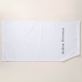 Serviette De Plage Stylish Simple Plain Black & White Minimalist Name (Devant)