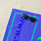 Serviette De Plage Summer Blue Turquoise Rose Nom Monogramme (En situation)