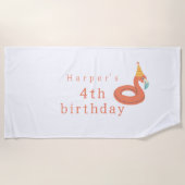 Serviette De Plage summer flamingo float kids birthday pool party (Devant)