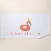 Serviette De Plage summer flamingo float kids birthday pool party (Devant)