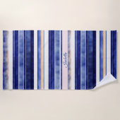 Serviette De Plage Summer Navy Blue Modern Boot Stripes Collection (Devant)