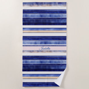 Serviette De Plage Summer Navy Blue Modern Boot Stripes Collection