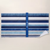 Serviette De Plage Summer Navy Blue Popular Boat Stripes Collection (Devant)